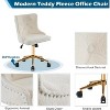 VINGLI White Teddy Fleece Armless Office Desk Chair with Gold Base/Wheels, Cute Vanity/Makeup Chair,  Adjustable Swivel Nail Chair - 4 of 4