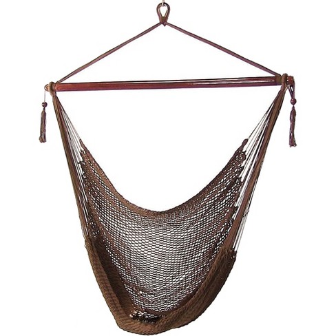 Sunnydaze Caribbean Style Extra Large Hanging Rope Hammock Chair Swing for  Backyard and Patio - Mocha