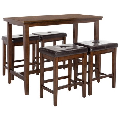 5pc Billy Counter Height Dining Set Dark Brown - Safavieh