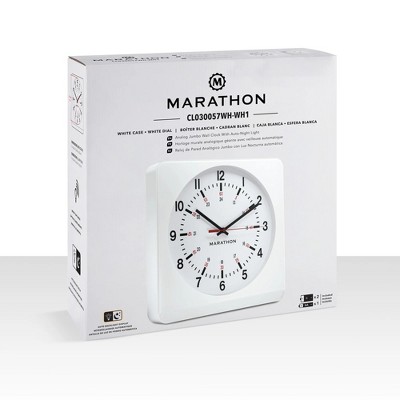 White Analog Jumbo Wall Clock with Auto-Night Light