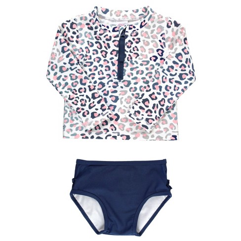 Rufflebutts Girls Long Sleeve 2-piece Zipper Rash Guard : Target