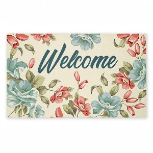 Stupell Industries Bright Florals Welcome Printed Outdoor Door Mat, design by Andrea Jasid Grassi, 18"x30" - 1 of 4