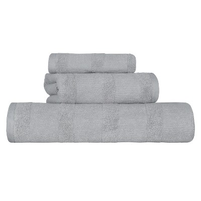 Ribbed Cotton Highly Absorbent Medium Weight Bath Towels, Set of 3 by Blue Nile Mills