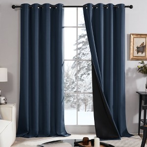 Deconovo 100% Blackout Grommet Curtains with Liner, 2 Panels - 1 of 4