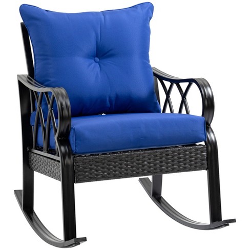 Outsunny Rattan Adjustable Recliner Chair with Hand-Woven All-Weather  Wicker for Patio, Outdoor, Garden, Poolside, Blue