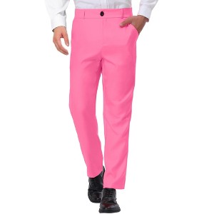 Lars Amadeus Men's Flat Front Straight Fit Solid Color Wedding Prom Dress Pants - 1 of 4