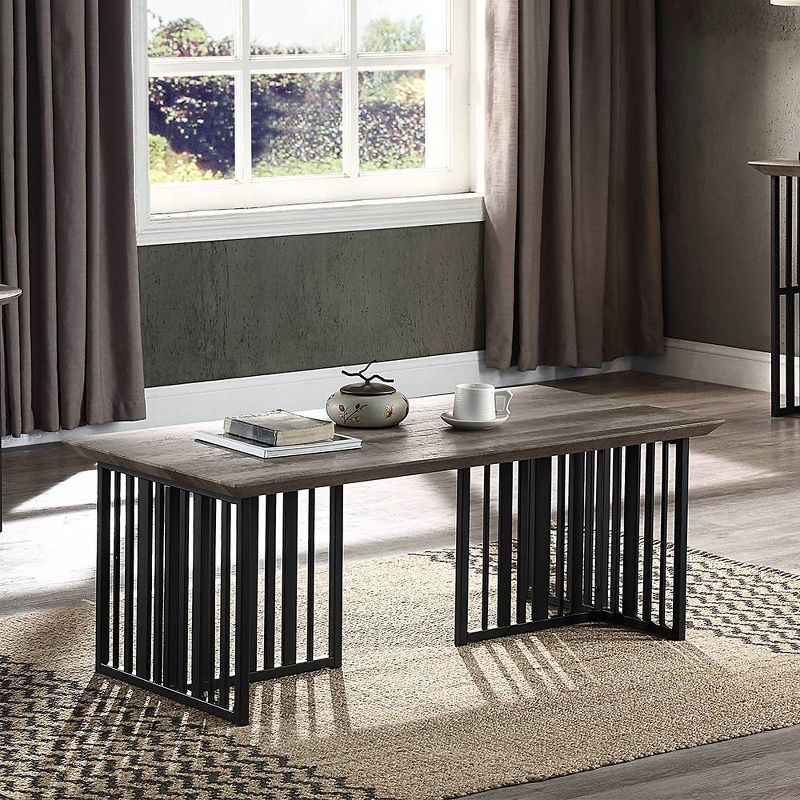 47&#34; Zudora Coffee Table Oak &#38; Sandy Black Finish - Acme Furniture, 1 of 7