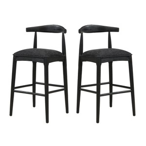 PAGED Wooden Bar Stools, 26.5" Seat Height Counter Stools with Ergonomic Footrest, Upholstered Dining Chairs for Kitchen Island, Set of 2 - 1 of 4