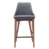Zuo Modern – Moor Counter Stool 37"H, Dark Gray Faux Leather with Walnut Base, Mid-Century Modern Bar Seating - 4 of 4