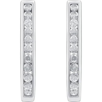 Gilded 1/4 to 1 Cttw Natural Diamond Hoop Earrings in Sterling Silver or 14KT Gold-Plated, Elegant & Ethical Jewelry for Women, Gift Box Included