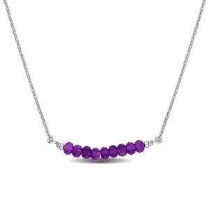 EVERLY JEWELRY | Sterling Silver 1 1/4ct TGW Amethyst Bead Bar Necklace, 16.5 inc + 2 inc - 1 of 4