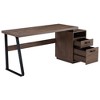 Vynxaria Multi-Functional Computer Desk, 65”L Brown Top, 2 Drawers (1 for Letter-Size Files), 220LBS Capacity, U-Shaped Steel Legs - 3 of 4