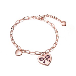 Guili 18K Rose Gold Plated Adjustable Bracelet with Heart Charms for Teens and Young Adults - Elegant, Stylish, and Trendy Jewelry for Any Occasion - 1 of 4