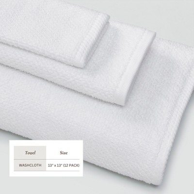 Optic White Cotton Quick-Dry Washcloth Set for Kids (Pack of 12)