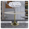 LeisureMod Verve 48" Round Dining Table, Modern Stone Top Dining Table with Brushed Gold Stainless Steel Pedestal Table Base - 4 of 4