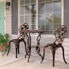 Outdoor 3-Piece Cast Aluminum Rose Bistro Set - 3 of 4