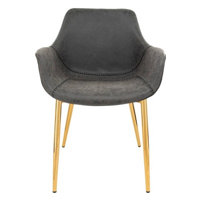 Charcoal Black Metal Arm Chair with Modern Design
