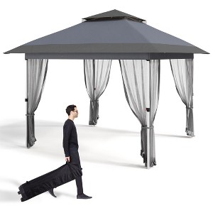 Gazebo Outdoor Pop up, Canopy Tent with Curtains, Mosquito Netting, for Patio, Backyard Party, 2-Tiered Vented Top - 1 of 4