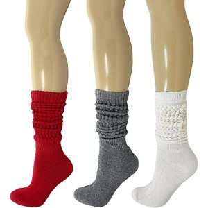 Women's Extra Heavy Cotton Slouch Socks – 3 Pairs, Size 5-10 | Thick, Cushioned & Colorful - 1 of 1
