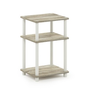 Furinno Just 3-Tier Turn-N-Tube End Table, 1-Pack, Sonoma Oak/White - 1 of 1