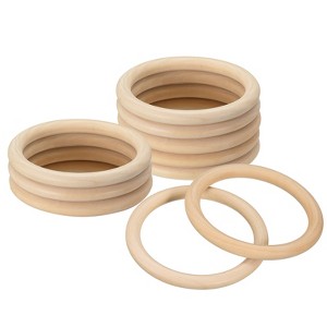 Unique Bargains DIY Crafting Natural Smooth Unfinished Wood Rings 10 Pcs - 1 of 4