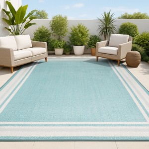 James Modern Border Stripe Indoor/Outdoor Area Rug - JONATHAN Y - 1 of 4