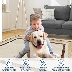 Fulvari Modern Bordered Area Rug Soft Washable Rug Non Slip Non Shedding Floor Carpet Low Pile Thin Rug, Distressed Geometric Rug - 1 of 4