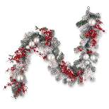 National Tree Company Artificial Christmas Garland, Silver, Evergreen, Decorated with Ball Ornaments, Berry Clusters, Christmas Collection, 6 Feet