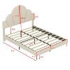 Queen Size Platform Bed with Petal Shape Headboard, Velvet Upholstered -ModernLuxe - 3 of 4