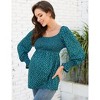Women's Maternity Tops Elegant Square Neck Lantern Sleeve Blouse - 3 of 4