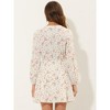 Allegra K Women's Floral Print Button Front Puff Sleeve Tie Waist Shirt Dress - 4 of 4