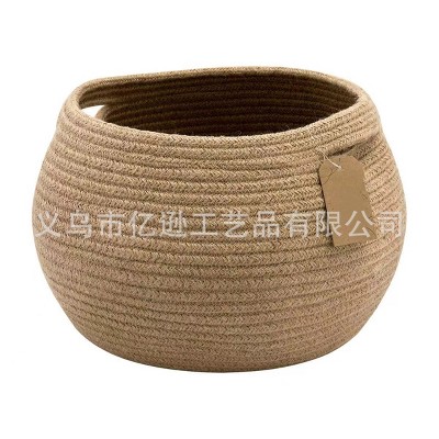 Paaaawaters Cute round-shaped basket made of hemp rope for storing clothes, toys and other items in the bedroom for children.