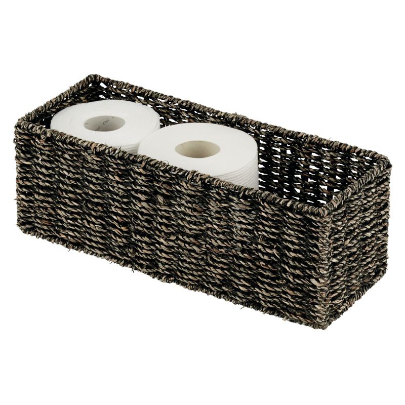 mDesign Small Woven Seagrass Bathroom Toilet Tank Storage Basket, 1 of 10