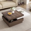 47"W Coffee Table Cocktail Table Center Table with Rotatable Top, Hidden Storage Space and Wood Grain Design, Brown+White/Black-ModernLuxe - 2 of 4