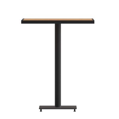 Teak and Black Square Outdoor Bar Height Table