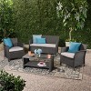 Christopher Knight Home Hannah Outdoor Wicker 4 Seater Chat Set with Cushions, Gray/Light Gray - 2 of 4
