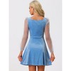 INSPIRE CHIC Women's Mesh Sheer Puff Long Sleeve Square Neck Glitter Star Mini Velvet Dress - 4 of 4