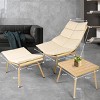 Nellie Wood-Color Alloy Frame Chaise Lounge with Ottoman, Patio Chair with Table and Cushions, 380lbs Capacity, Outdoor Furniture - Maison Boucle - 4 of 4