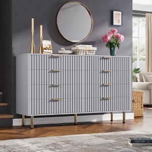 Fluted 8 Drawer Storage Dresser, Tall Modern Chest with Ample Deep Drawers and Wide Top, Wooden Organizer for Living Room, Hallway - 1 of 4