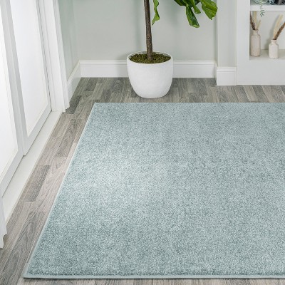 Light Blue Solid Synthetic 9' x 12' Reversible Area Rug