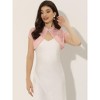 INSPIRE CHIC Women's Lace Stand Collar Pearl Button Short Sleeve Cropped Shrug - 3 of 4