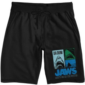 Jaws Da Dum Men's Black Sleep Pajama Shorts - 1 of 3