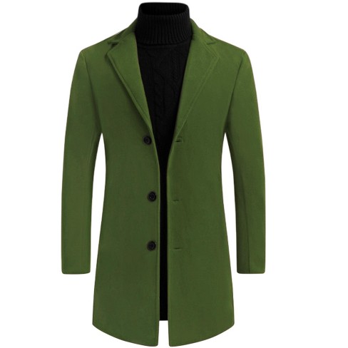 Lars Amadeus Men s Slim Fit Winter Notched Lapel Single Breasted Long Jacket Overcoat Green Small Target