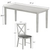 VECELO Farmhouse Style Dining Table, Rubber Wood Table with 4 Solid Wood Legs for Kitchen, Gray - 3 of 4