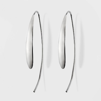 Silver Plated Flat Teardrop Fine Jewelry Drop Earrings - A New Day™ Silver