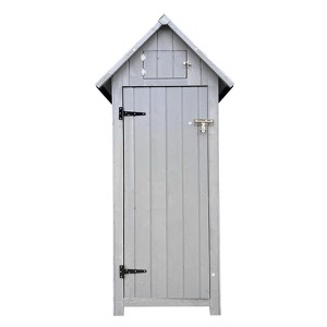 Outdoor Storage Shed With 3 Shelves Waterproof Asphalt Roof Multifunctional Storing Tools For Bike Trash Can Machine - 1 of 4