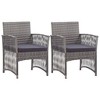 vidaXL Patio Chairs 2 Pcs Outdoor Patio Dining Chair with Cushions Poly Rattan - Anthracite - 2 of 4