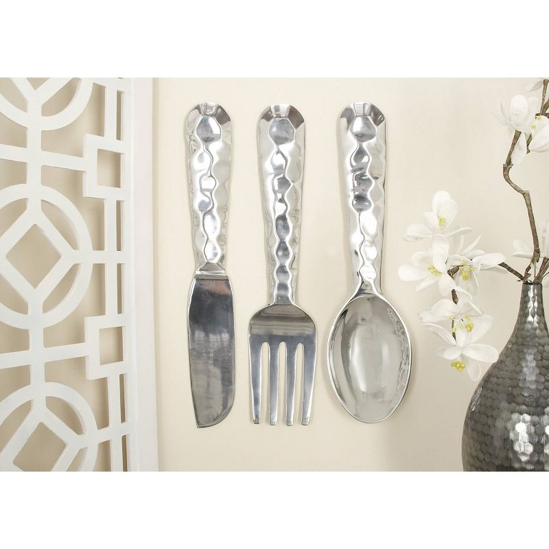 Set of 3 Aluminum Utensils Knife, Spoon and Fork Wall Decors - Olivia & May, 2 of 15
