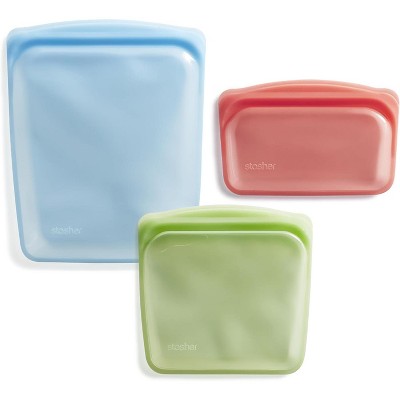 Premium Silicone Reusable Food Storage Bags, 4-Pack Clear Multi-Use Lunch Bags