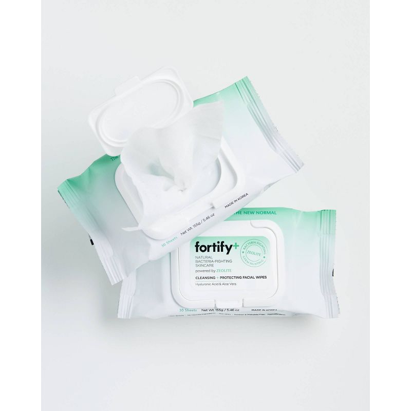 Fortify+ Natural Bacteria Fighting Skincare Cleansing &#38; Protecting Facial Wipes - 30ct, 3 of 7